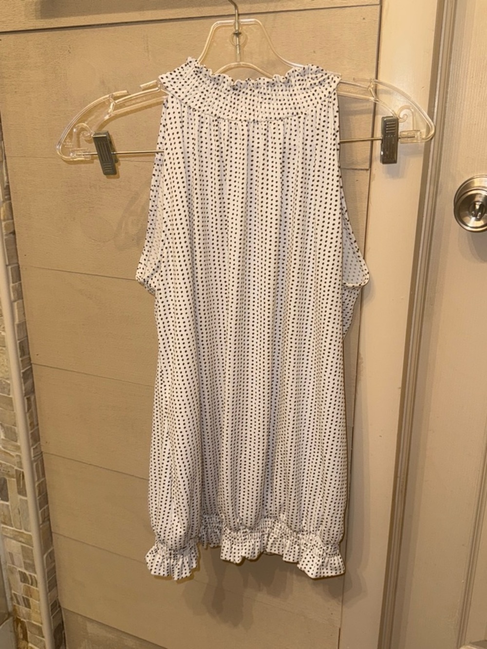 Adrianna Papell White Top with Black Polka Dots